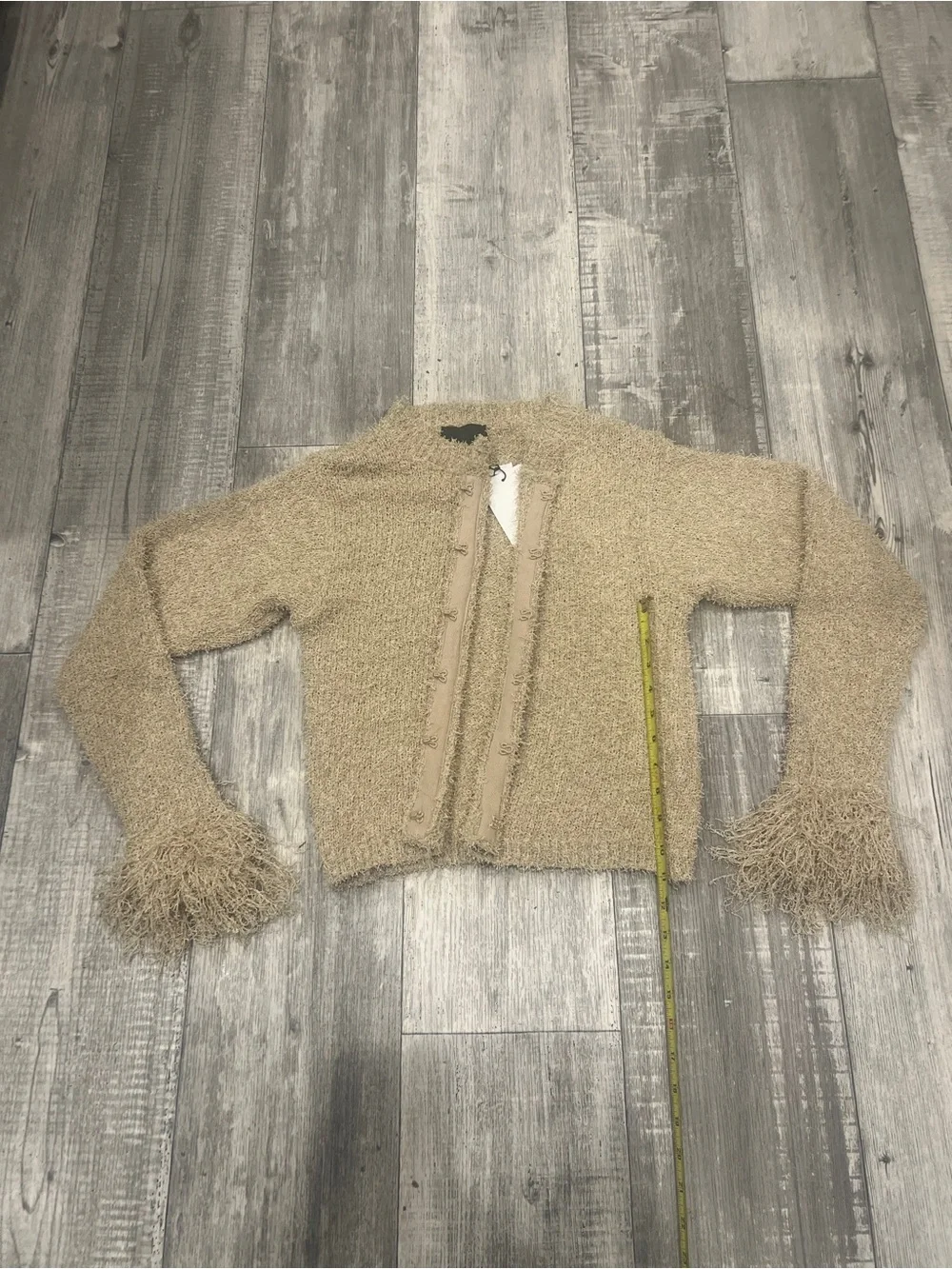 NWT Zara Fringed Knit Cardigan Size Large - Picture 4 of 5